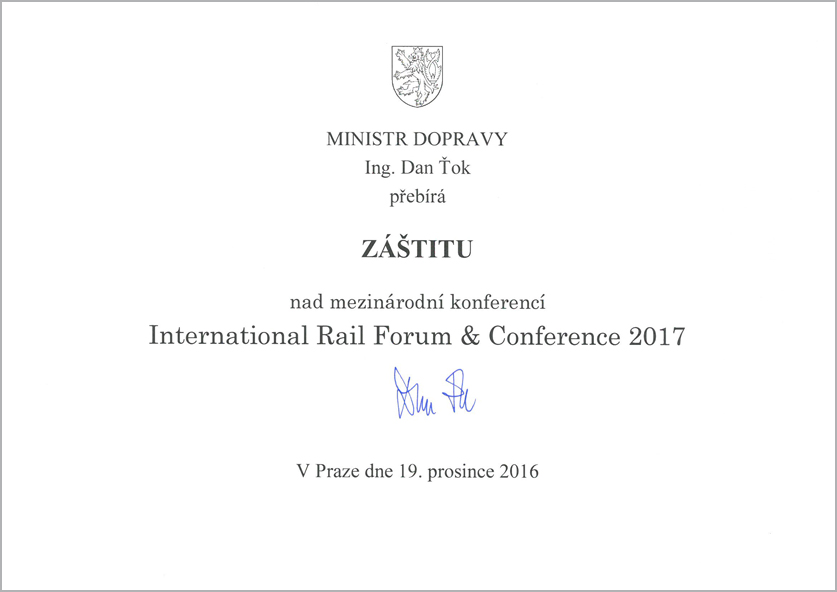 Министр транспорта Чешской Республики взял конференцию IRFC 2017 под личное покровительство