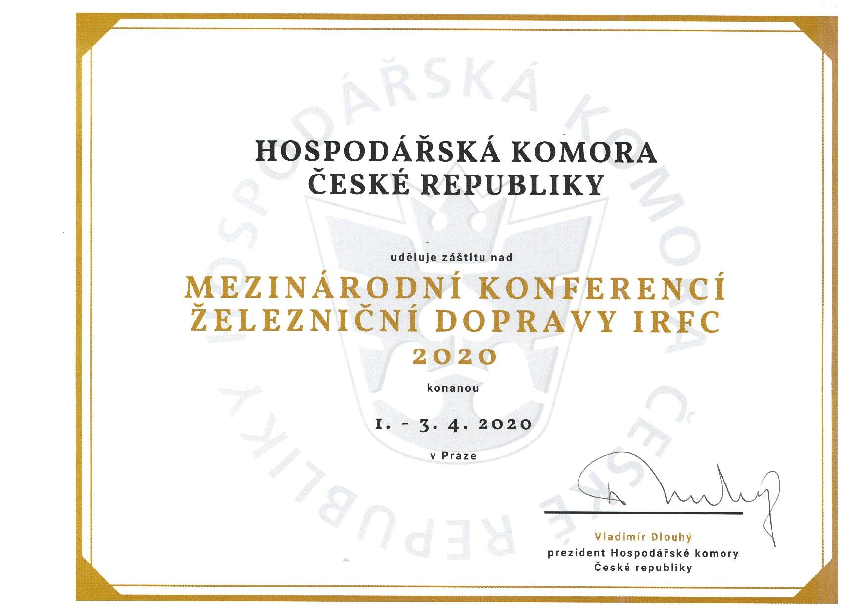Торгово-промышленная палата Чешской Республики стала партнером IRFC 2020